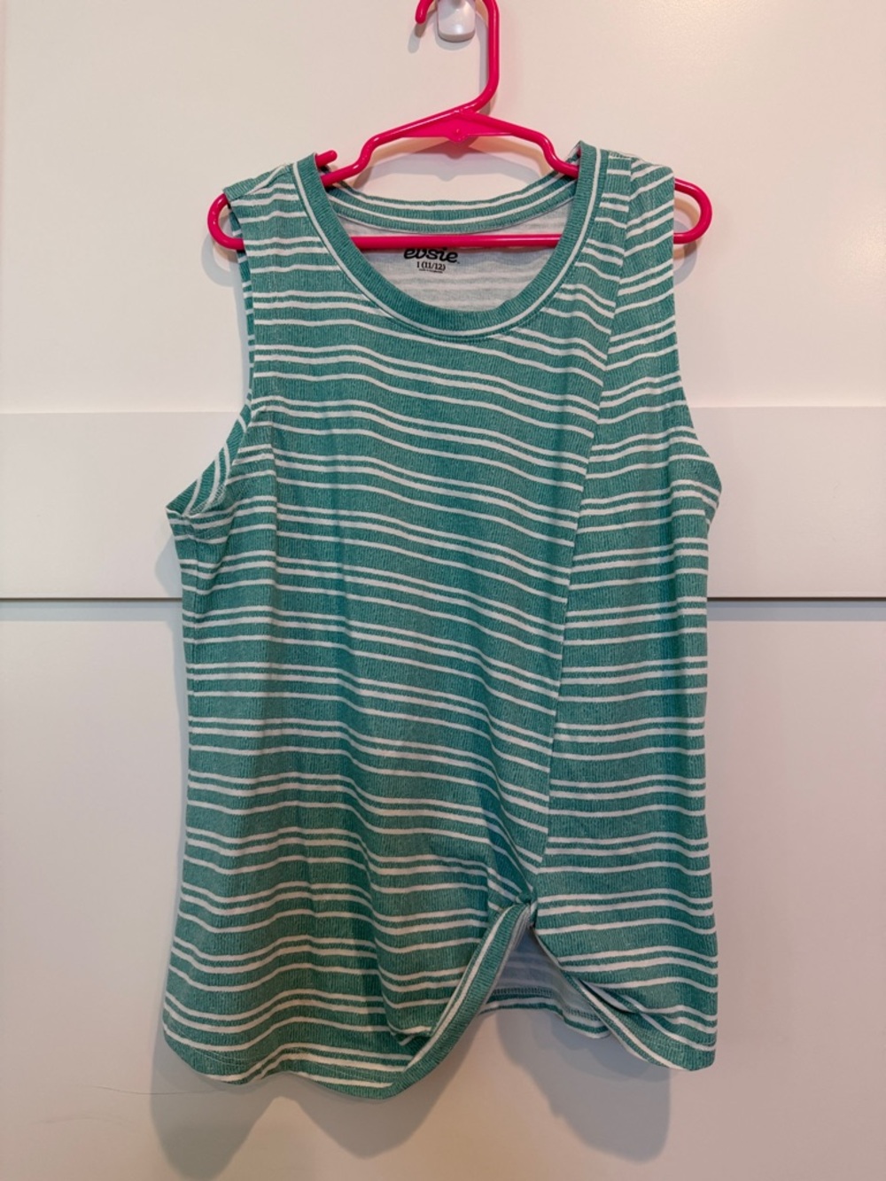 Kids Green & White Striped Twist-Front Tank Top